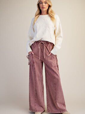 EASEL WASHED TERRY KNIT PANTS 100% COTTON
